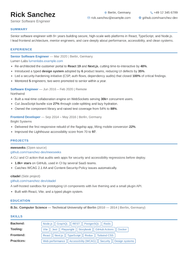 Executive resume template preview